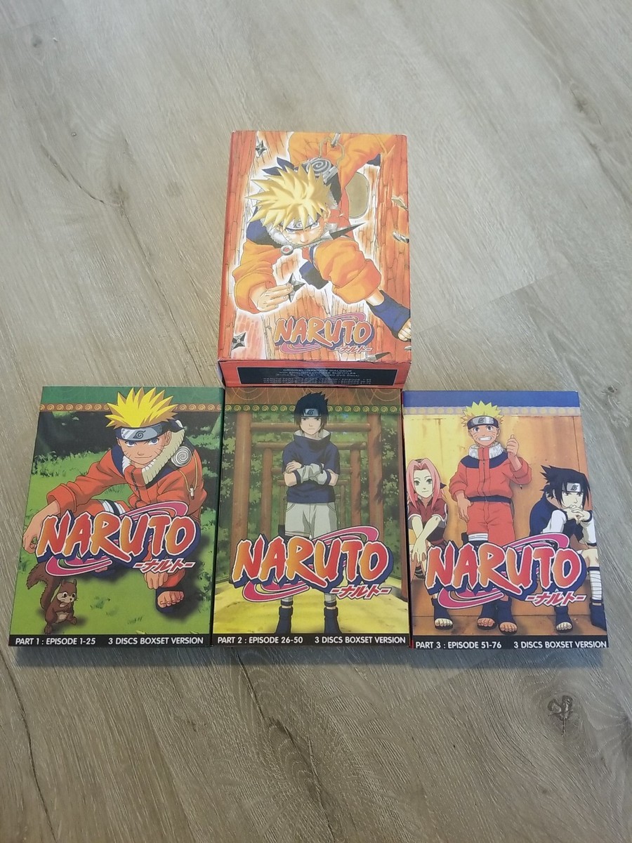 Naruto Shippuden Anime JAPANESE Version Parts 1,2,3 (Episodes 1-76) DVD  Boxsets