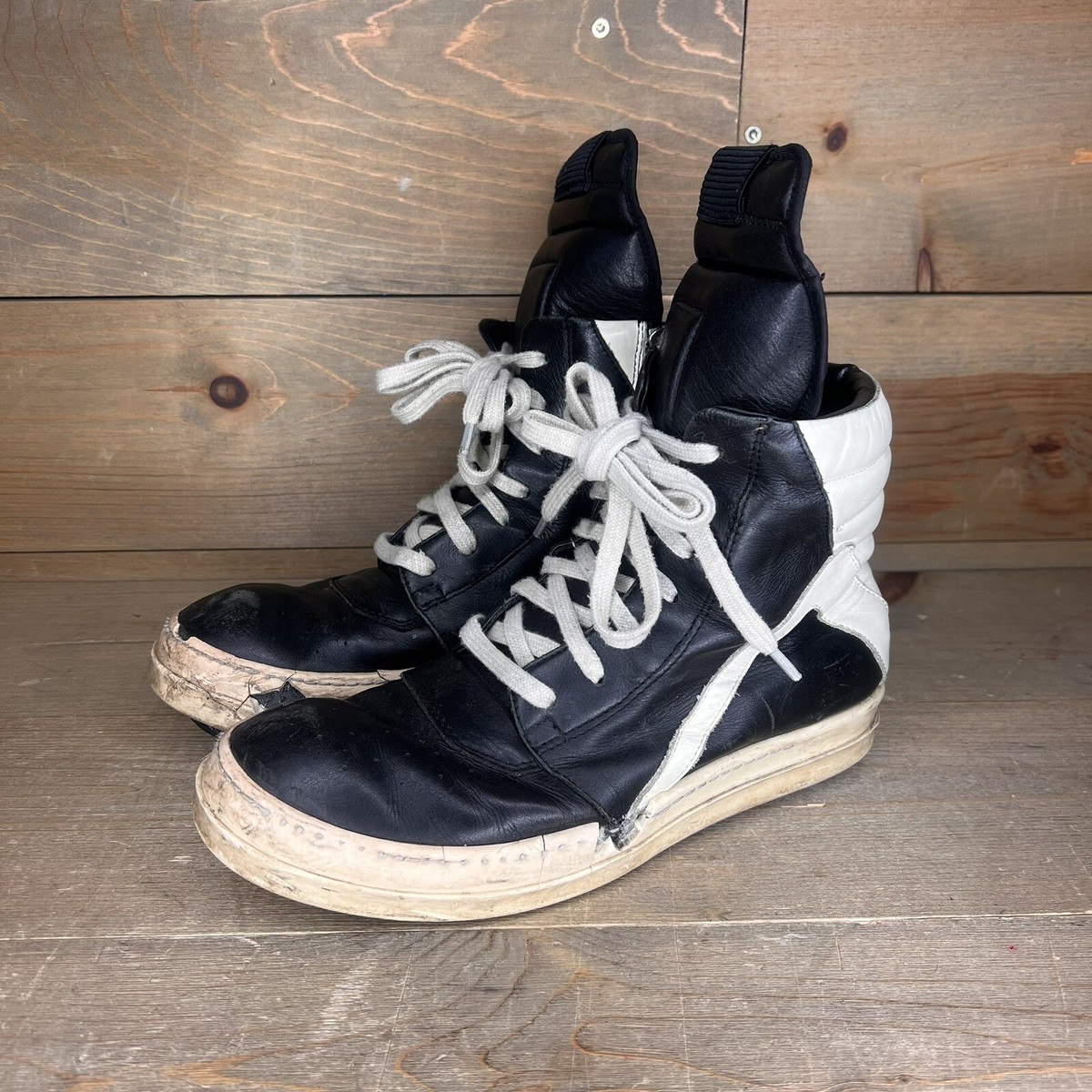 Rick Owens Milk Black Geobasket 2006 Thrashed Beaters E15 2303 EU 