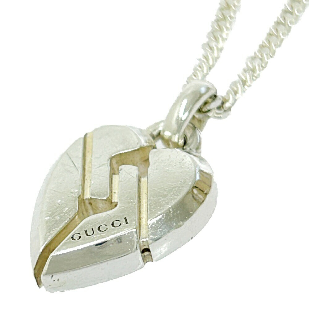 GUCCI Knot Heart Pendant Necklace Sterling Silver Ag925