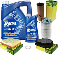 MANN-FILTER Inspektionspaket Mannol 6L Special Plus 10W-30 FüR Audi A8 2.5 TDI
