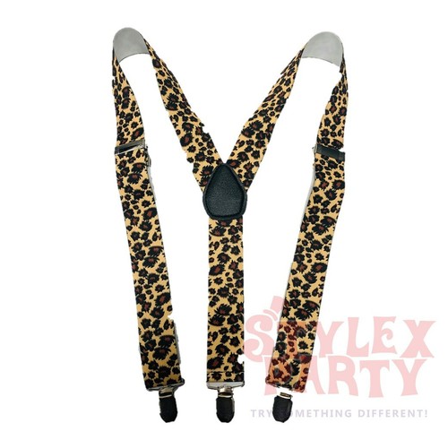 WIDE ADJUSTABLE BRACES SUSPENDERS ELASTIC PLAIN COLOURS CLASSIC GENTS LADIES UK - Afbeelding 5 van 28