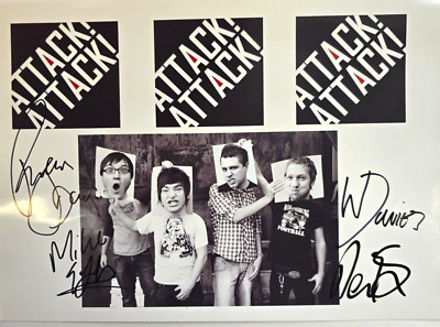 Attack Attack Hand Signed presentation size A4 on glossy print by Band Members