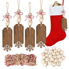 JarThenaAMCS 12 Sets Christmas Stocking Name Tags DIY Snowflake Wooden Hangin...