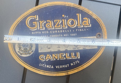 ORIGINAL OLD ITALIAN CARBOARD LABEL-VERMUT GRAZIOLA CANELLI #A26 - Picture 3 of 6