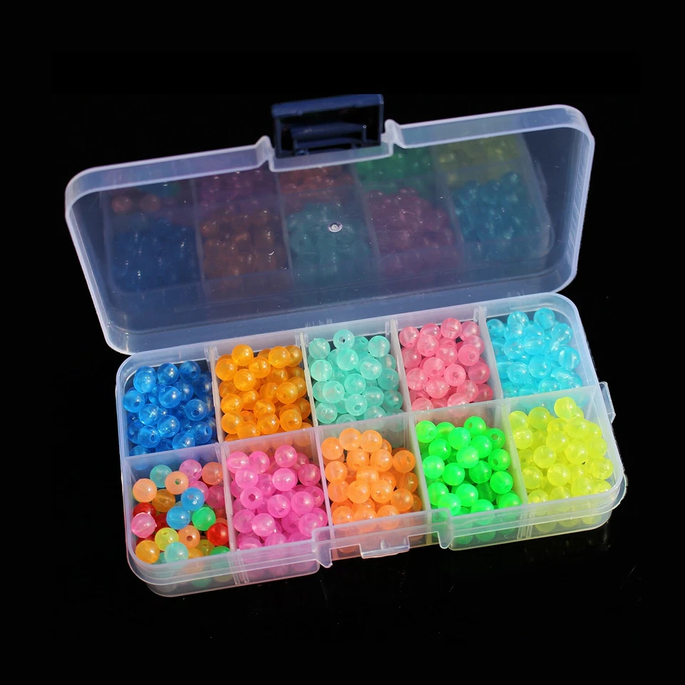 550 piezas 6 mm Cuentas de pesca de plástico luminoso ojos de pez redondos señuelo flotante cebo Foto 2 de 4