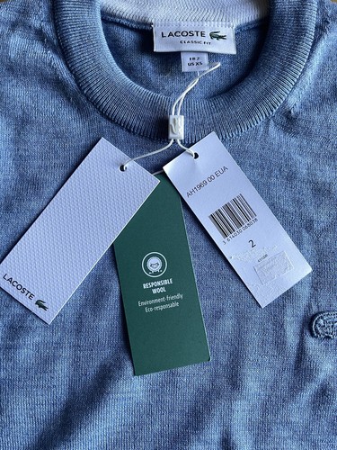 BNWT Lacoste Crew Neck Wool Sweater Jumper XS 2 PTP 18” GUARANTEED ORIGINAL - Picture 8 of 9