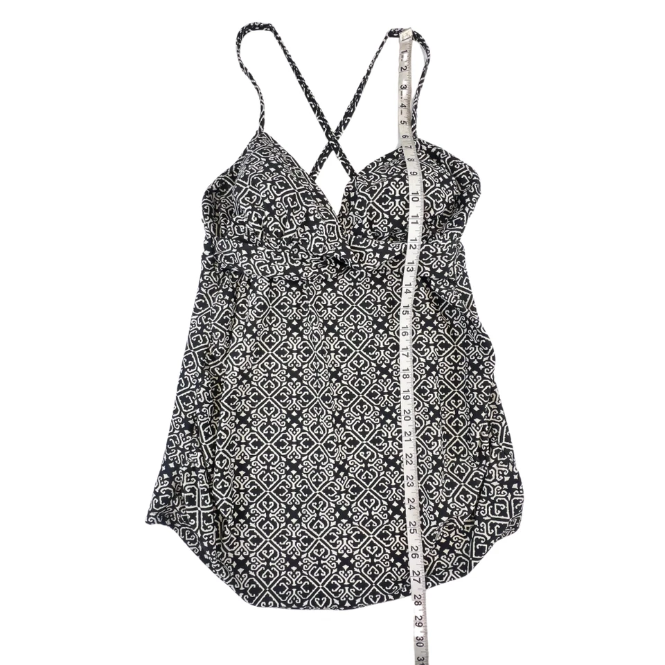 Liz Lange Maternity Tankini Swim Top Black White Sz M Criss Cross Back Swimwear - Image 4 of 4