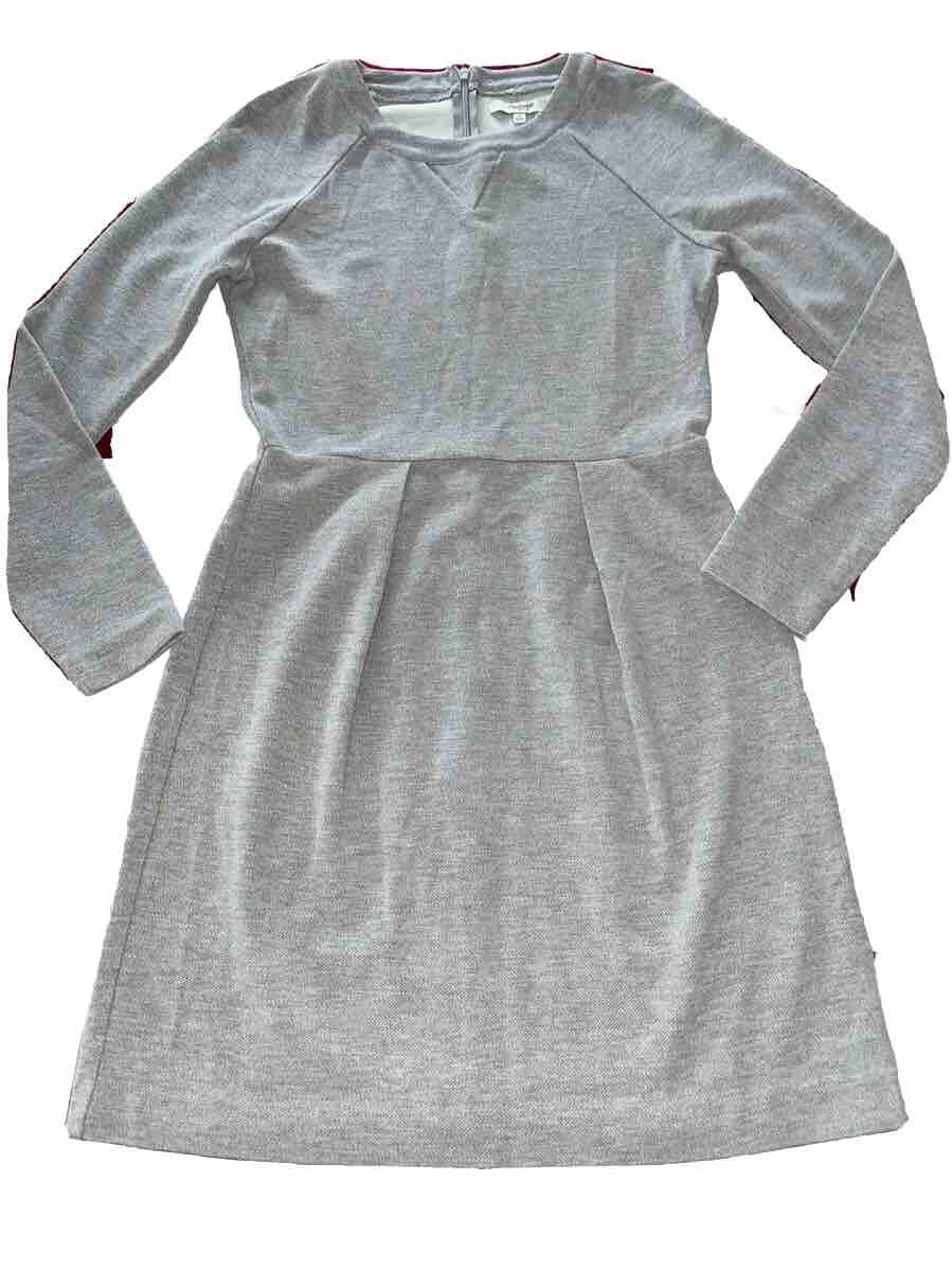 Madewell GRAY Knit DRESS Long Sleeve Pleated Knee Length Neutral Career Work