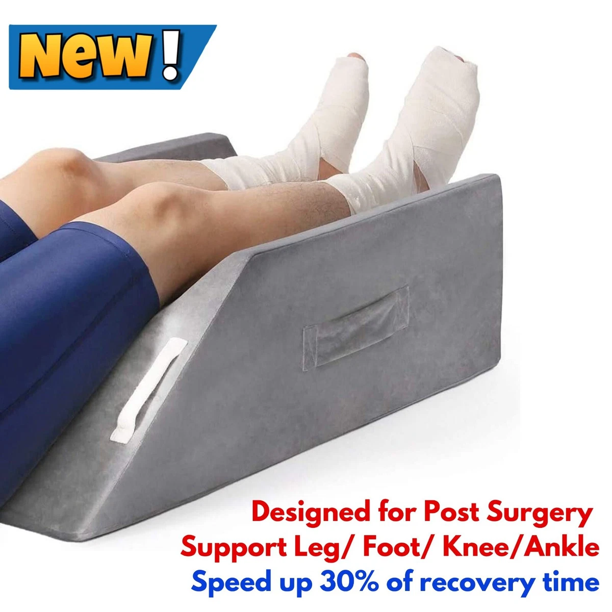 Memory Foam Leg Elevation Pillow Post-Surgery Knee Ankle Support