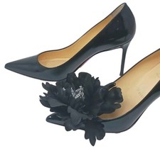Black Color Flower Clip for Shoes 2 pcs , Shoe Clips, Shoe Accessory