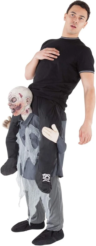 Disfraz de zombi a cuestas adulto para hombre mujer aterrador Halloween paseo al hombro Foto 3 de 4