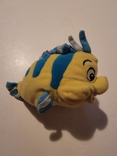 Disney Store Little Mermaid Flounder mini bean bag 7" PLUSH Stuffed Toy