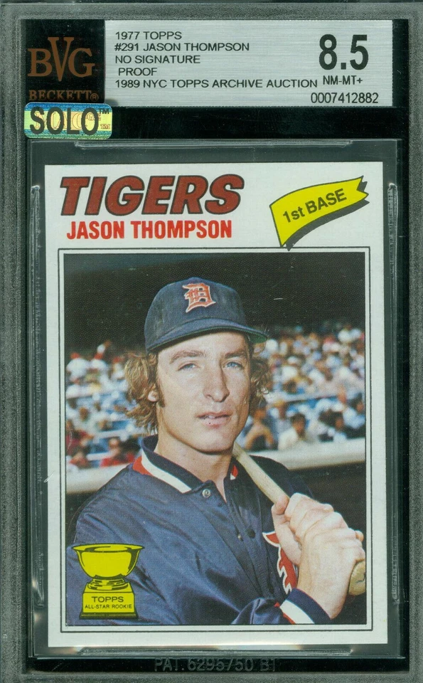 1977 TOPPS LOA # 291 JASON THOMSON PROOF PAIR BGS 8.5 MAC SOLO FINEST $500 PAIR* - Image 2 of 4
