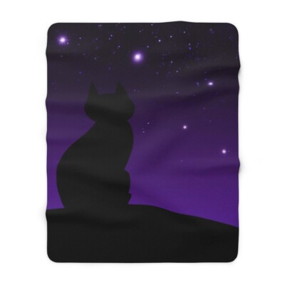 Cat Starry Night Sherpa Fleece Blanket