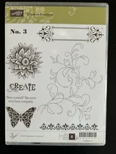 Stampin Up CREATIVE ELEMENTS Stamps Butterfly Label Flourish Dalia create