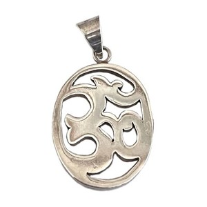 Om AUM Pendant Sterling Silver .925 Oval 1-1/4"