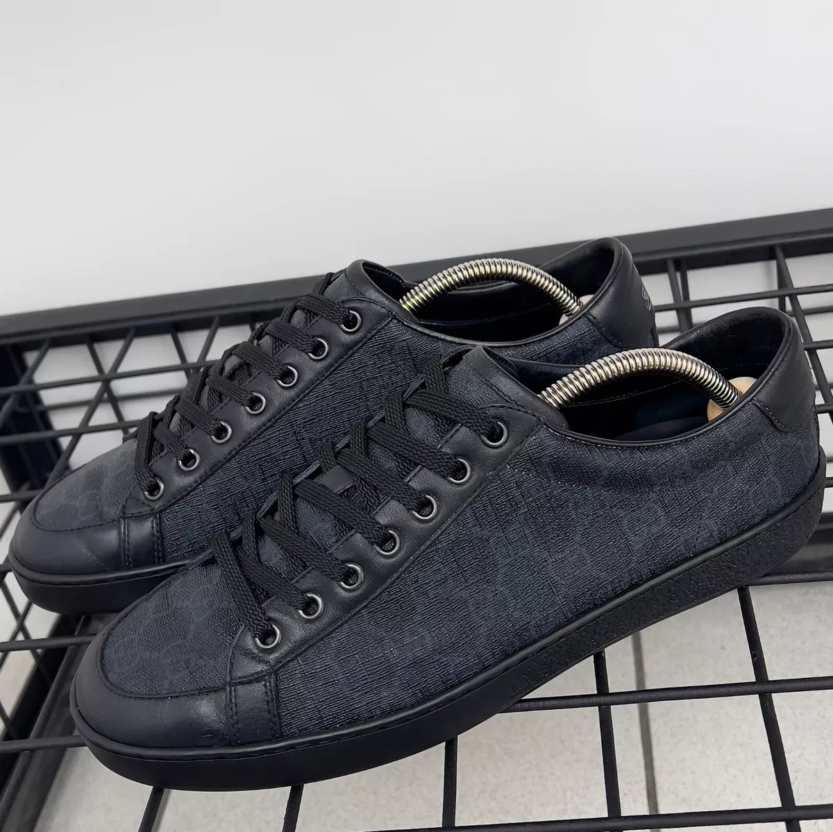 Prada Black Leather Low Top Sneakers Size 41.5 Gucci