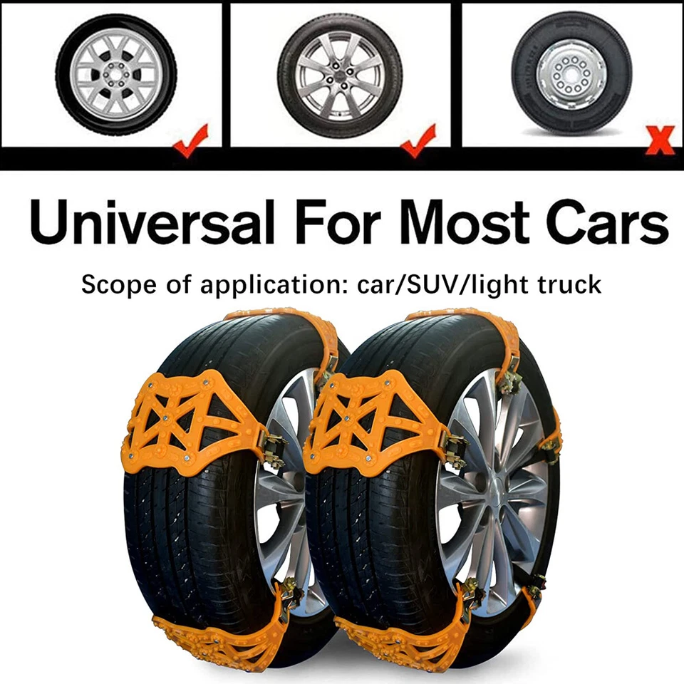 10xCadenas de Neumáticos de Rueda Ajustables Nieve Barro Antideslizante Emergencia para Subaru Outback Foto 4 de 4