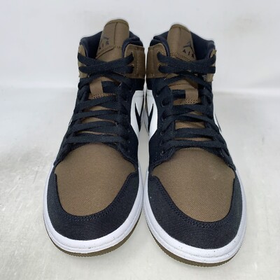 ●ONE BRILLIANT● JordynOB504Brown Olive Jordyn-OB504-Brown Air Jordan 1 Mid 'Olive Toe' Brown Sneaker, Size 10 BNIB
