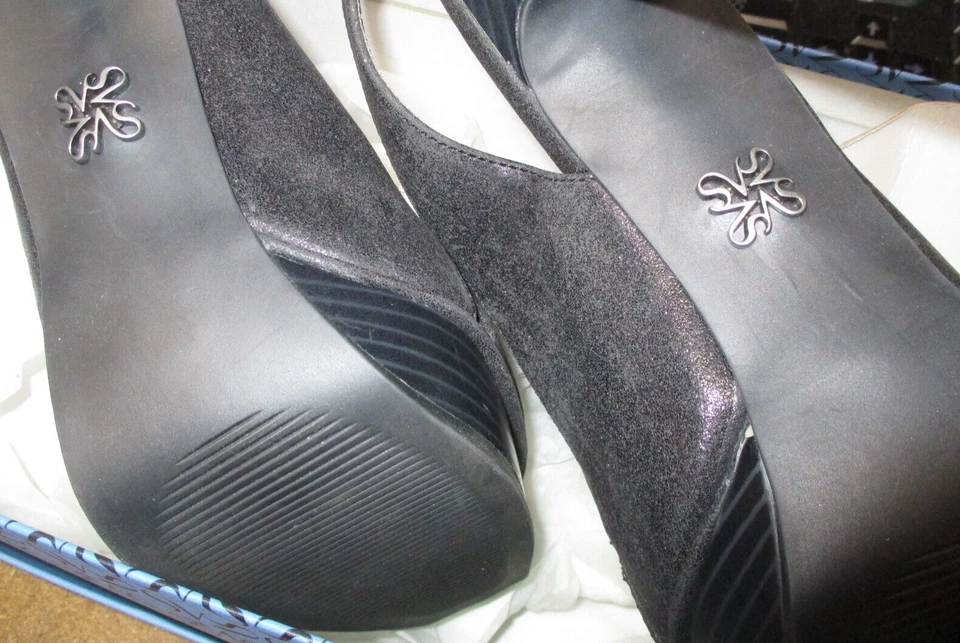 SIMPLY VERA #90833 Pollock Negro Grafito 3" Tacón Apilado Talla 8 Damas 2010 NUEVO Foto 2 de 4