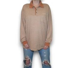 LANVIN Long Sleeve Embroidered Logo Striped Polo Shirt