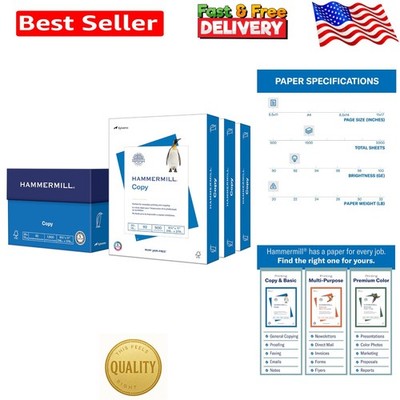 High-Quality 8.5x11 Printer Paper, 1500 Sheets, JAM-FREE, Brightness of 92