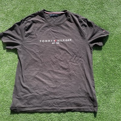 Tommy Hilfiger T-Shirt Mens Size M Black Graphic  Crew Neck Casual Short Sleeve