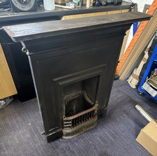Black Metal Fireplace Surround Insert with Fire Basket Grate