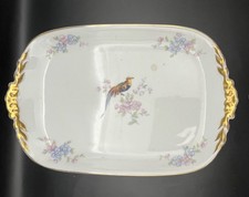 Rare Vintage Porcelain Czechoslovakia Plate With Gold Trim with golden Pheasant