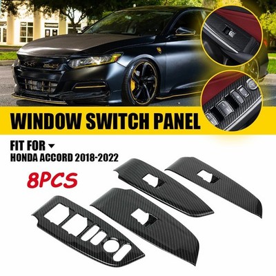 Carbon Fiber Window Lift Switch Panel Cover Trim For Honda Accord 2018 2019-2022