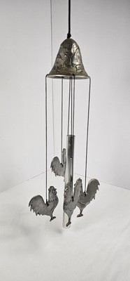 Metal Rooster Wind Chime Hanging Farmhouse Garden Porch Decor Bell Top