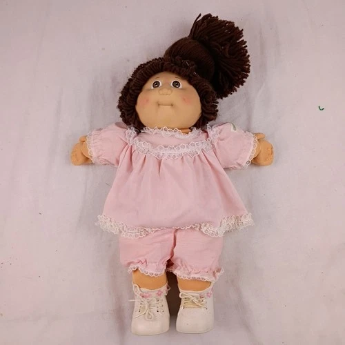 Vintage 1985 Coleco Cabbage Patch Kids Doll w/ Brown Hair Brown Eyes Pink Outfit