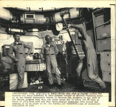 1972 Press Photo Skylab Crew Paul Weitz, Pete Conrad & Dr Joe Kerwin Houston, TX