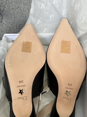 CHRISTIAN DIOR J'ADIOR BLACK CALFSKIN LEATHER SHOES SLINGBACKS