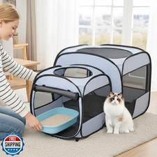 Pop up Portable Cat Playpen 2-in-1 Dog Playpen, No Assembly Need,