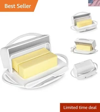 Butter Dish Flip Top No Mess Shatterproof Dishwasher Safe White