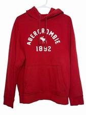 Abercrombie  Fitch Y2K Large Red Moose Logo Pullover Hoodie Sweatshirt