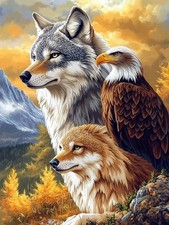 Bimkole 5D Diamond Art Kits for Adults Wolf, Wolf eagle821, eagle821
