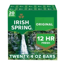 Irish Spring Deodorant Bar Soap, Original Clean 4ounce, 20-count (FREE SHIPPING)