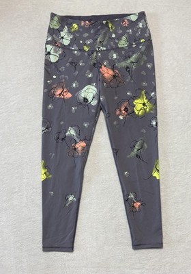 Victoria s Secret Sport Pants Womens Large Gray Knockout Tight Floral Leggings