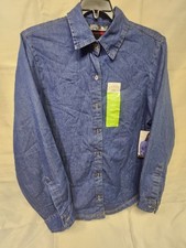 Riders By Lee Denim Flannel Lined Long Sleeve Button Down Shirt Size Medium