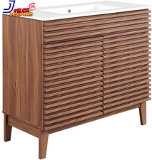 36" Walnut and White Bathroom Vanity Stylish and Functional Design NEW