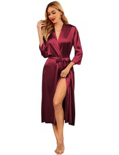 Ekouaer Silk Robes for Women Long Satin Bride Bridesmaid Wedding Party Robes ...