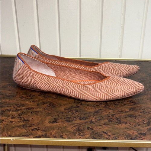 Rothys Merino Wool Points Camel Herringbone Tan Orange Flats 10.5