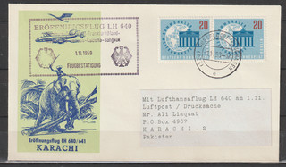 Lufthansa Erstflug Düsseldorf Karachi LH 640 am 1.11.1959