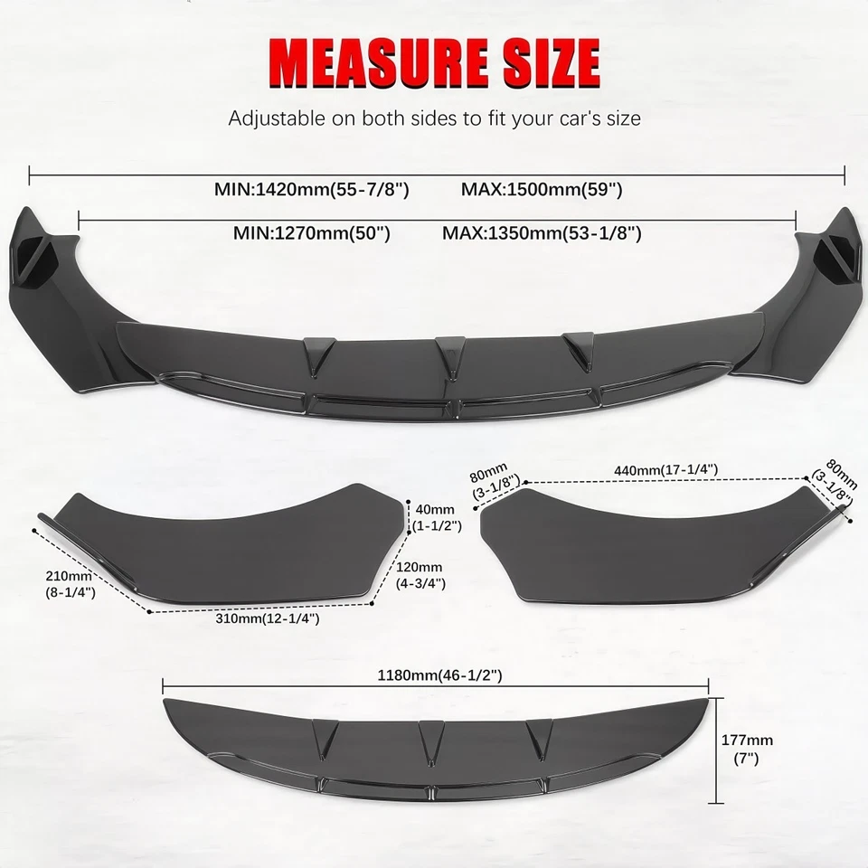 Kit de carrocería de alerón labial de parachoques delantero para Cadillac XT4 XT5 XT6 2020-2024 negro brillante Foto 2 de 4