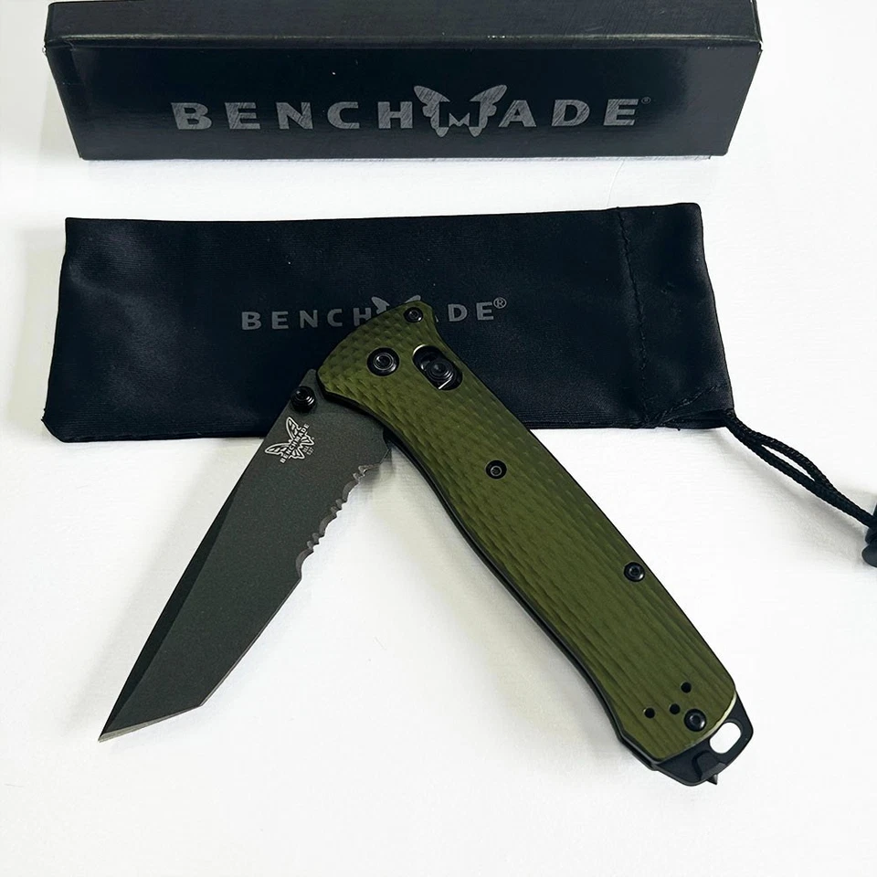 Benchmade 537SGY-1 Bailout Woodland Green Aluminum CPM-M4 Blade Folding Knife - Image 3 of 4