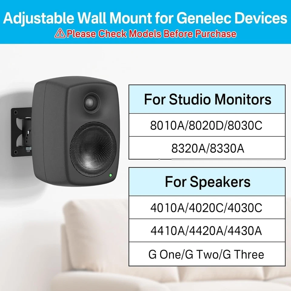 Metal Speaker Wall Mount for Genelec Speaker Mount - Tilt & Swivel Studio Monito - Image 2 of 3