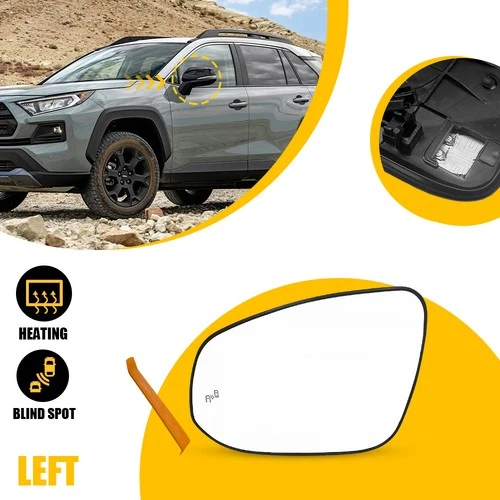 Mirror Glass Driver Side Heated+Blind Spot for 2019-2024 Toyota RAV4 Hybrid USA