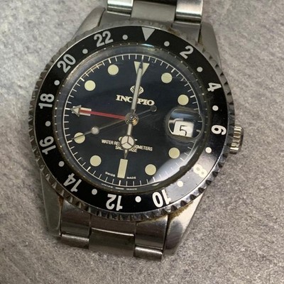 INCIPIO A9500 Men's Wristwatch Date Automatic 35mm SS Black Dial Authentic